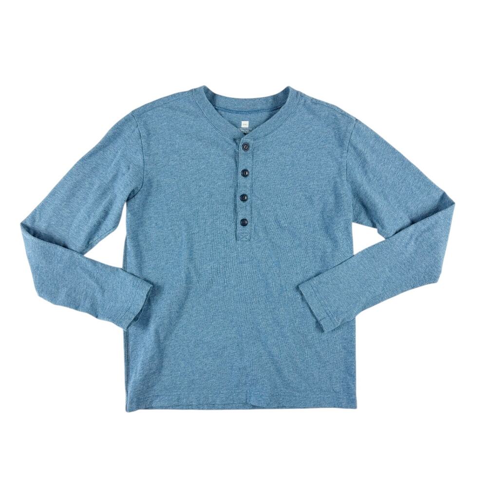 Tea Collection Boys Blue Heather Long Sleeve Henley Shirt Size 12